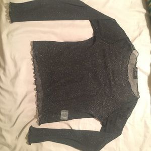 Black glitter mesh top